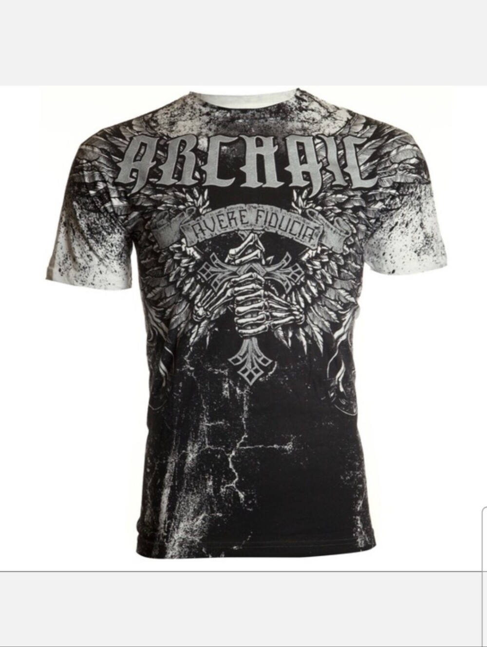 Affliction Black and White Graphic Short Sleeve Tee